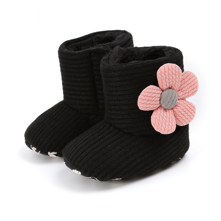 Cute Flower Knit Baby Booties