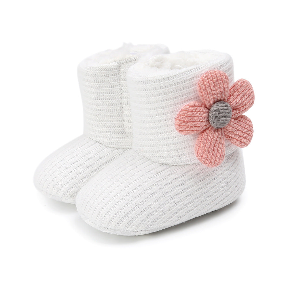 Cute Flower Knit Baby Booties