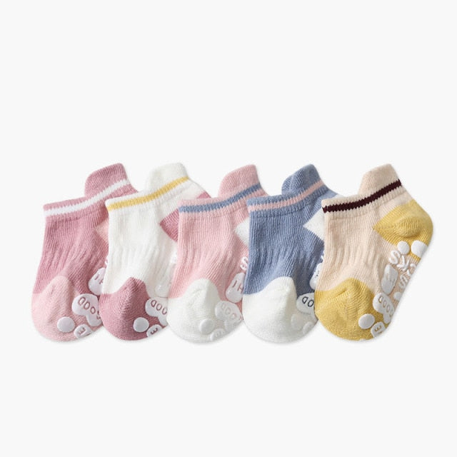 Cute cotton non-slip baby socks - 5Pairs