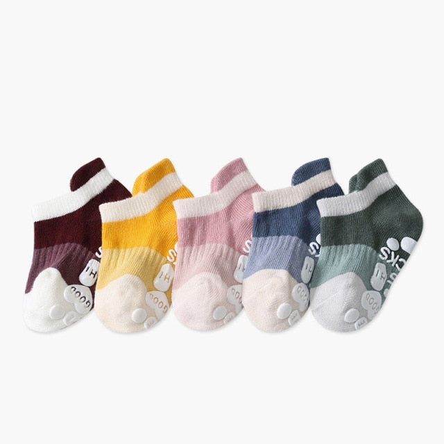 Cute cotton non-slip baby socks - 5Pairs